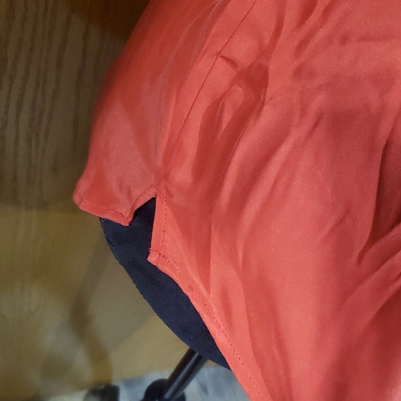 Frame Denim Red Button Down Silk Mock Collar Blouse - Picture 4 of 8